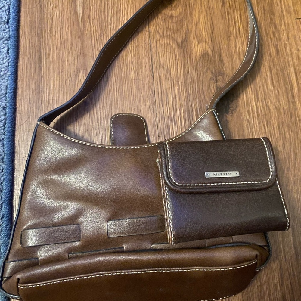 Nine West Dark Brown Shoulder Bag with wallet